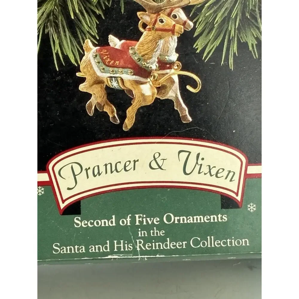 Hallmark Keepsake Prancer & Vixen Ornament 1993 Santa’s Reindeer NIB